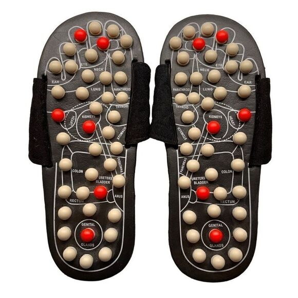 Epulse Foot Massage Acupressure Reflexology Black Flat Slide Size Medium - Picture 2 of 5
